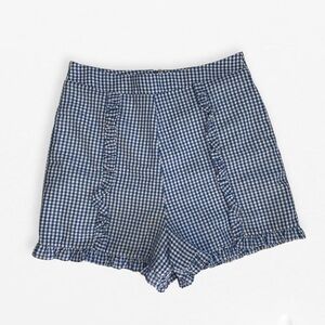 HYFVE Navy Gingham High Waist Women's Ruffle Shorts S